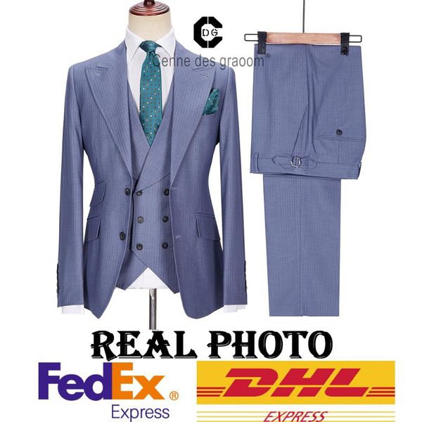 

men's suits & blazers cenne des graoom latest coat design men tailor-made 3 pieces stripe blazer vest pants casual costume homme weddin, White;black
