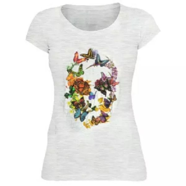 

t-shirt shirt skull butterflies cotton fashion women, White;black