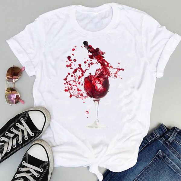 

women's t-shirt women 90s wine 2021 camisetas mujer sweet summer short sleeve fashion print lovely clothes tees tshirt, White