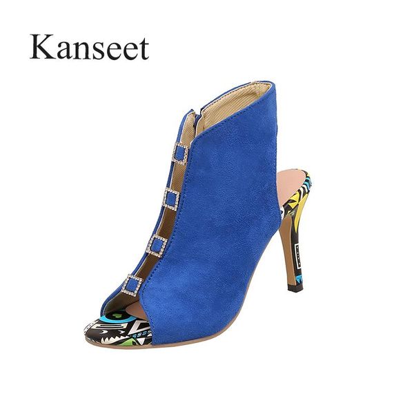 

sandals kanseet thin heels women party prom dress high shoe 2021 summer footwear zipper female shoes plus size 43, Black