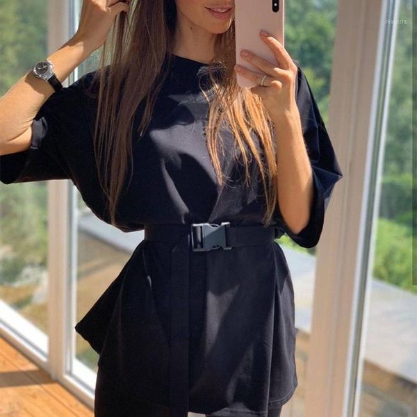 

women's tracksuits 2 pieces set half sleeve t-shirt female tracksuit lady solid oversized with sashes biker shorts summer streetwear, Gray
