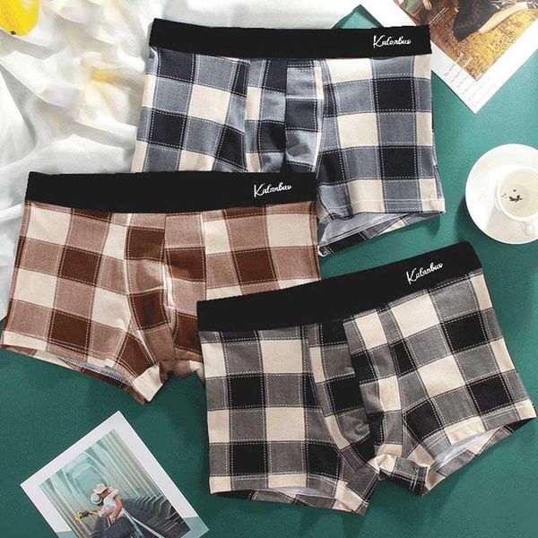 

underpants 2021 underwear men 3pcs lattice boxers man boxer shorts mens panties cotton plus size 3xl, Black;white