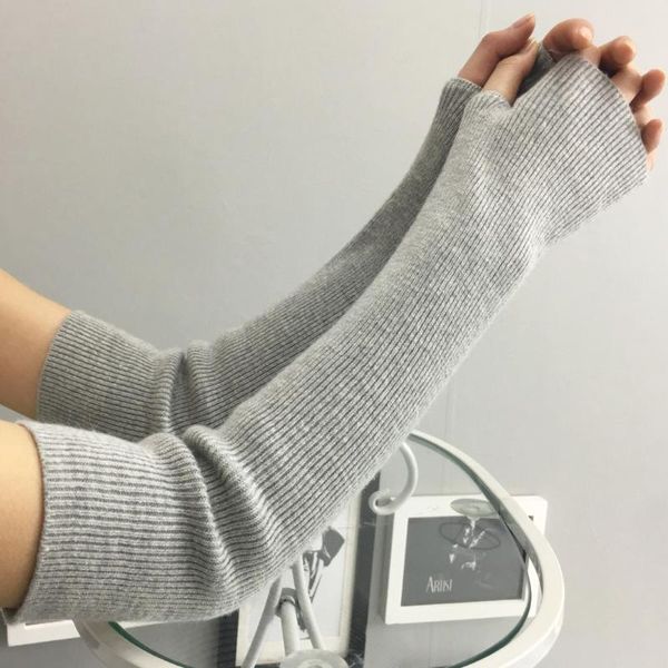 

cycling gloves arm sleeve wool knitting half finger durable skiing keep warm, Black