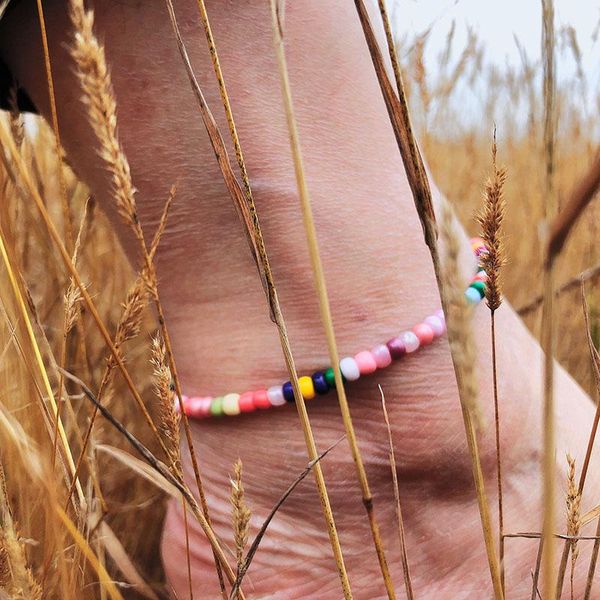 

anklets multi color glass beaded anklet bracelets beach foot jewelry, Red;blue
