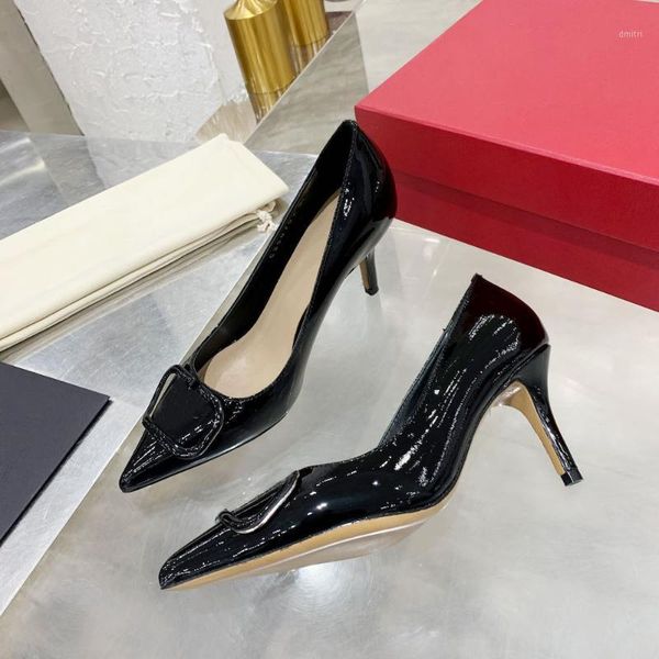 

dress shoes women's sell patent leather pumps high heels fashion party with large size 42, Black