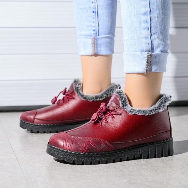 

boots women waterproof snow warm winter female shoes pu leather buckle ladies slip on ankle 2021, Black