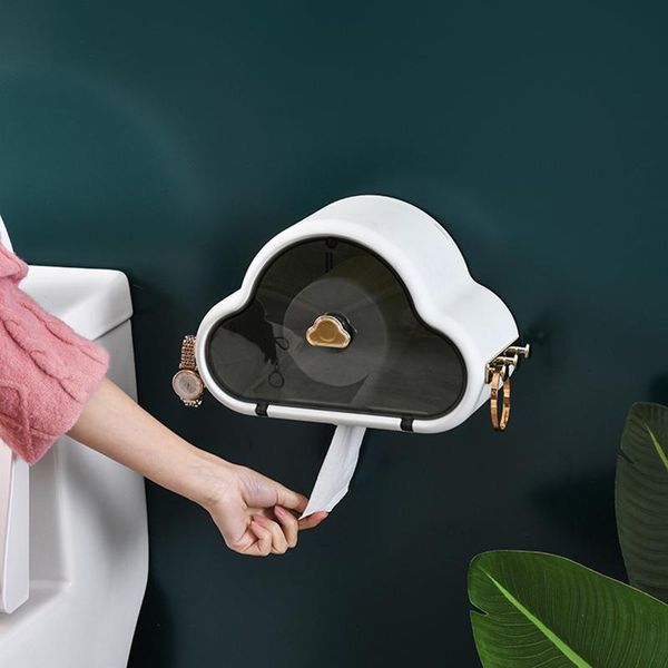 

tissue boxes & napkins clouds shape toilet box wallmounted punch-paper holder home plastic waterproof bathroom storage organizer