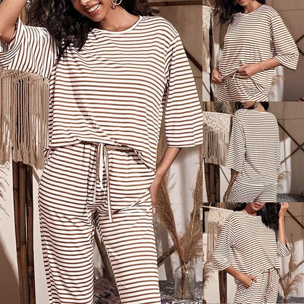 

women's striped printed off shoulder three-quarter sleeve t-shirt, White