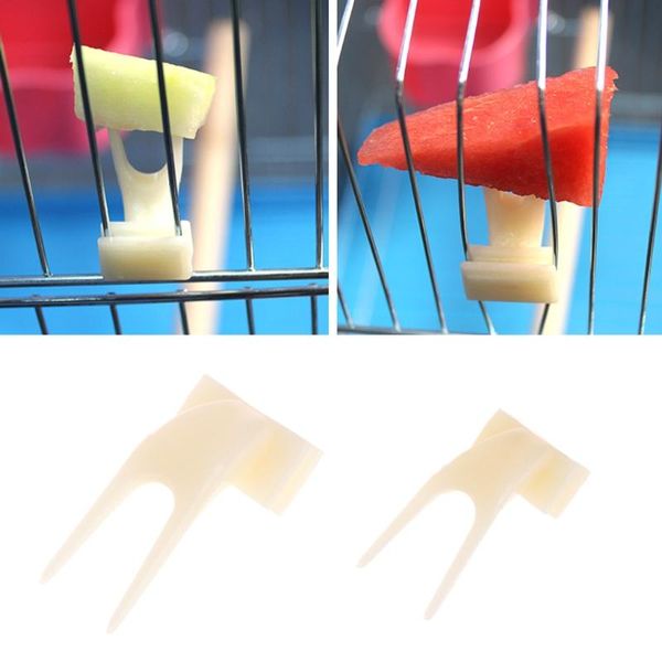 

other bird supplies 2pcs birds parrots fruit fork pet plastic holder feeding on cage