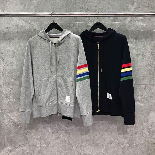 

men's hoodies & sweatshirts fashion brand hoodie, color stripe jacket, men's casual sports coat, autumn and winter, 2021, Black