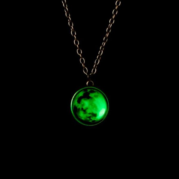 

pendant necklaces universe glass glow in dark necklace luminous moon jewelry, Silver