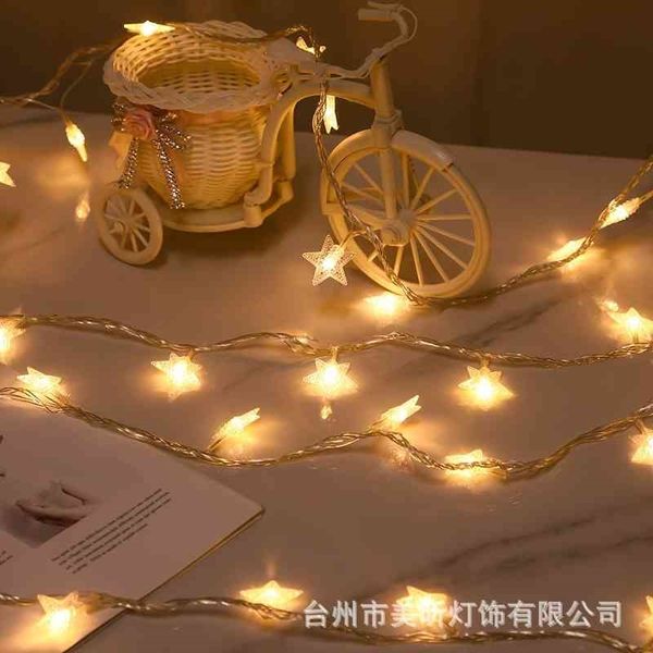 

star string led color battery love christmas tree net red room decoration light