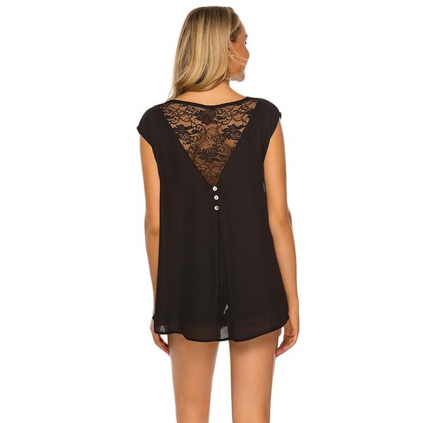

ladies girl women short sleeve lace hollow casual chiffon blouse shirts women's blouses &, White