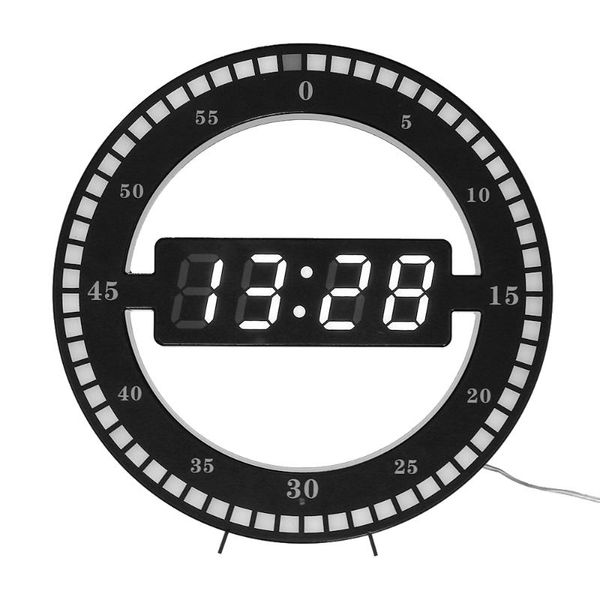 

wall clocks desktable clock creative mute hanging black circle automatically adjust brightness digital led display us/eu plug