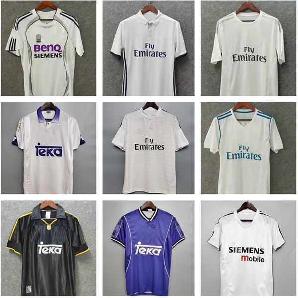 

real madrid retro soccer jersey guti ramos mcmanaman 13 14 15 zidane ronaldo beckham 06 07 raul robinho redondo 1999 2000 thailand fans vers, Black;yellow