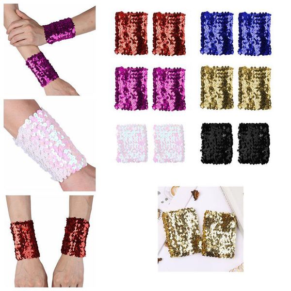 

five fingers gloves sequin cuffs women sparkly shiny sequins stretchy elastic oversleeve arm sleeve performance party costume accessory, Blue;gray