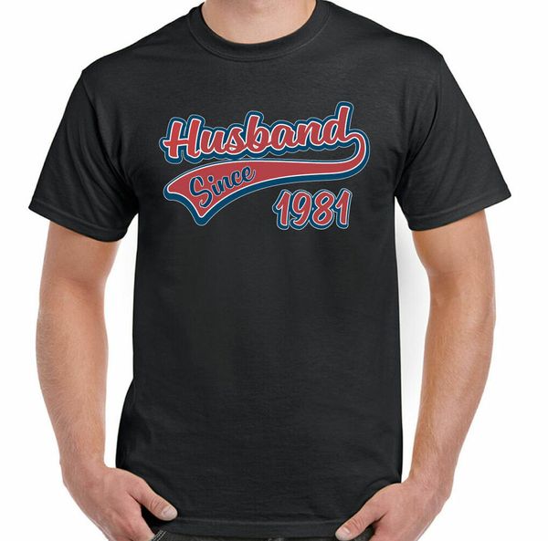 

husband since 1981 mens funny wedding t-shirt fathers valentines, White;black