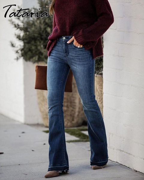 

high waist flare leggings jeans women fashion bodycon pants waisted stacked denim trousers for female spliced women's, Blue