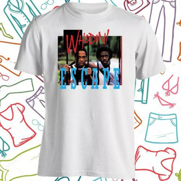 

whodini escape men's white t-shirt size s to 3xl, White;black