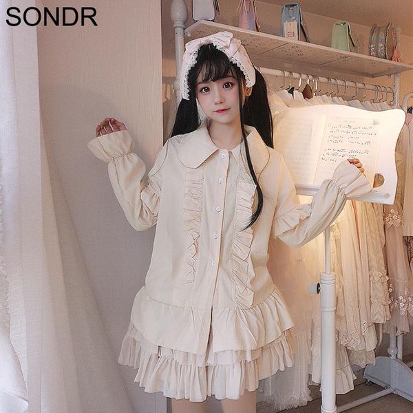 

women's blouses & shirts solid color shirt with trumpet sleeves and long sleeve white soft girl blouse 2021 autumn sweet korean