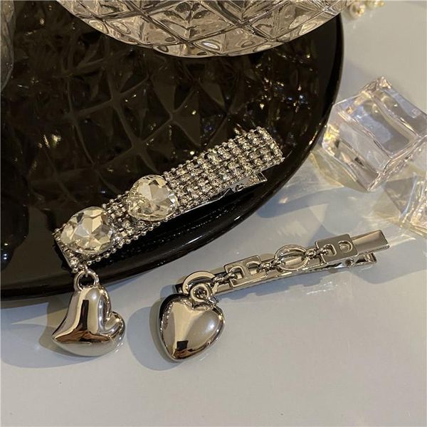 

hair clips & barrettes rhinestone peach heart love side clip niche design personality bangs hairpin duckbill female, Golden;silver