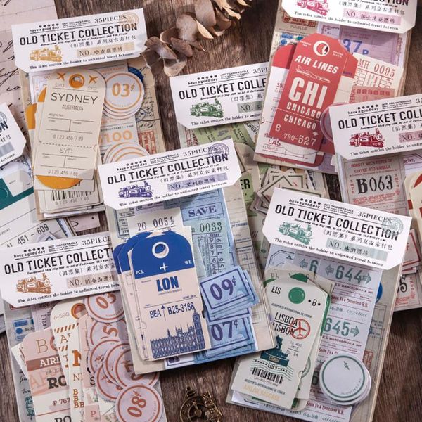 

gift wrap 35pcs vintage ticket sticker diy scrapbooking craft paper stickers labels for junk journal planner decoration