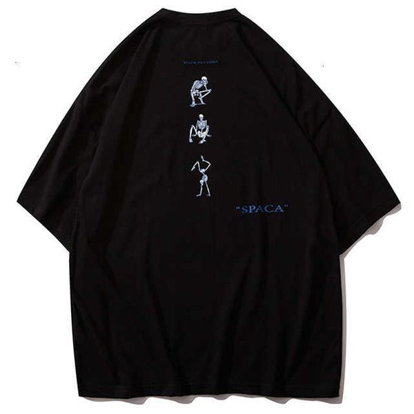 

men's t-shirts polo shirt men hip hop t shirt skeleton printed t-shirts summer casual short sleeve fashion tshirts streetwear black te, White;black