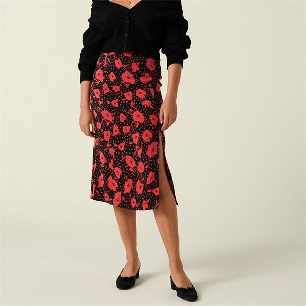 

summer women's casual printed high-waist skirt 210430, Black