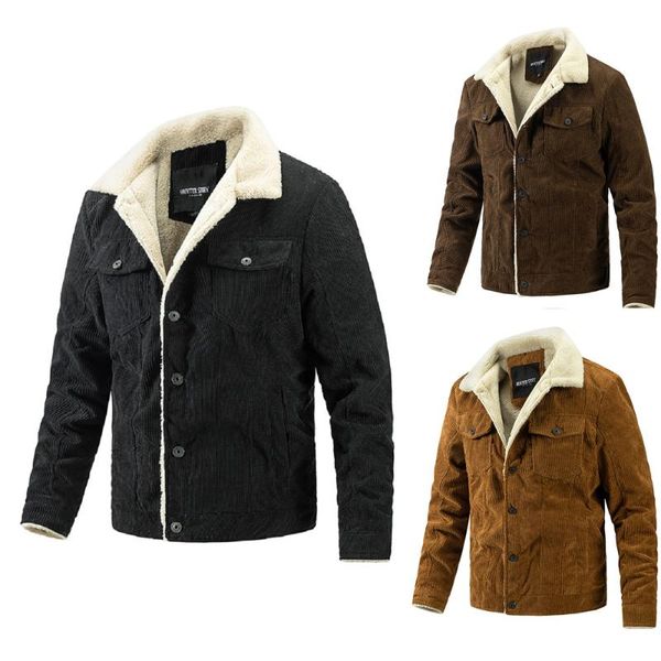 

men's jackets winter plus size velvet jacket fashion warm casual trend clothing 2021 solid thicken, Black;brown