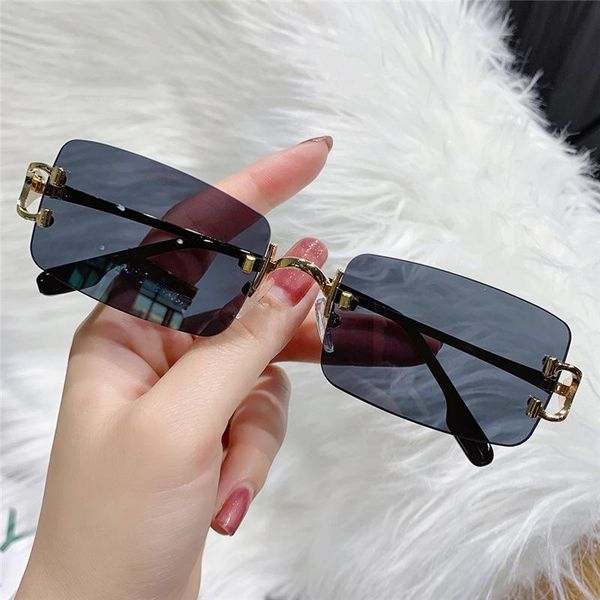

sunglasses fashion cutting lens ocean color small frame glasses vintage rimless sun women 2021glasses ladies, White;black