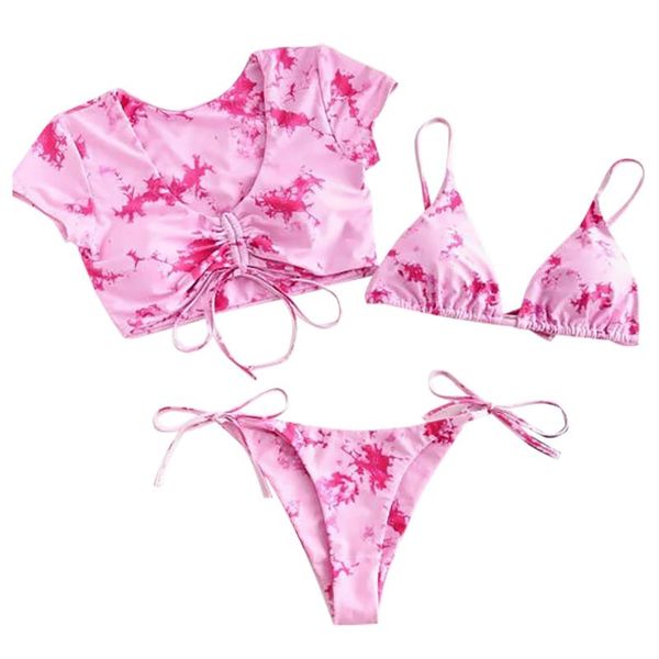 

women's swimwear female push up bikinis bikini print set swimsuit three piece filled bra beachwear mini, White;black