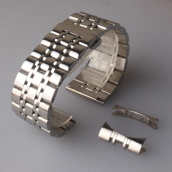 

watch bands watchband band strap silver stainless steel polished wrist accessories curved ends 22mm 24mm 26mm, Black;brown