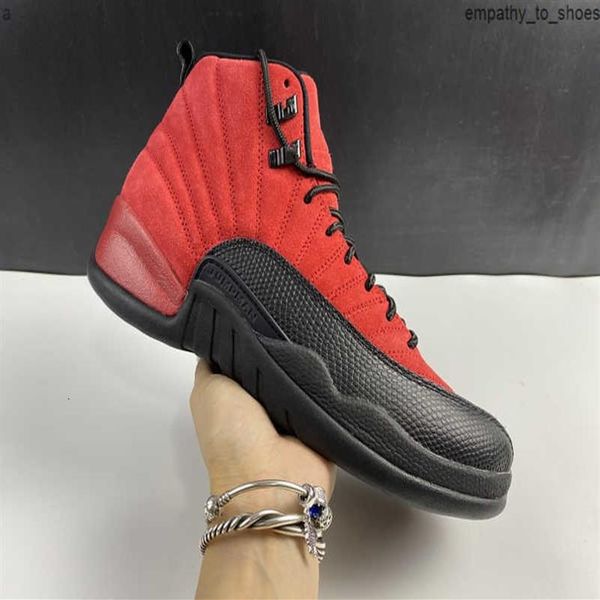 

shoes fashion jumpman 12 suede new basketball shoes red black reverse flu game mens sneakers trainers ct8013-602a12