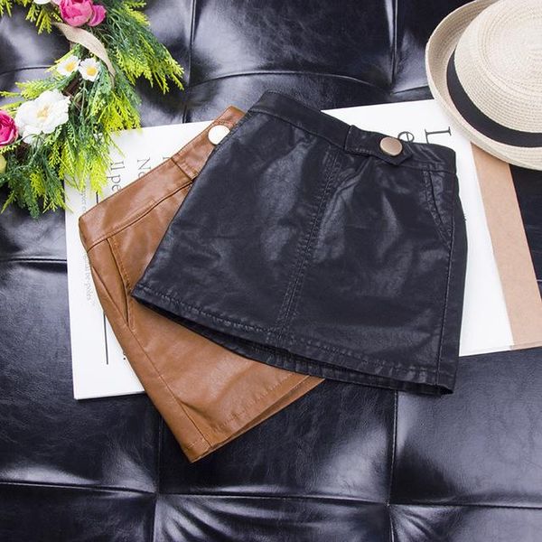 

skirts baby girl tutu 2021 autumn winter toddler cute leather skirt kids girls casual pu clothes, Blue