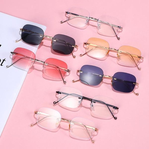 

sunglasses 1pc uv400 summer rectangle vintage fashion metal frame lens sun glasses gradient ocean streetwear accessories, White;black