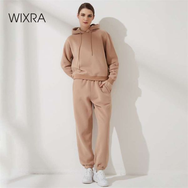 

wixra hooded sweatshirts cotton solid hoodies long sleeve autumn winter casual streetwear women 210928, Black