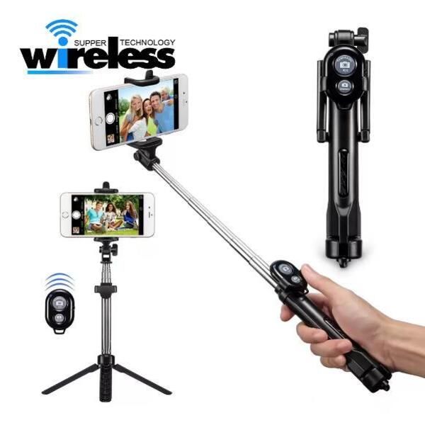 Bluetooth Selfie Stick Treppiedi Bluetooth Timer Monopiedi Bastoncini per autoritratto estensibili Telecomando per smartphone Android Iphone