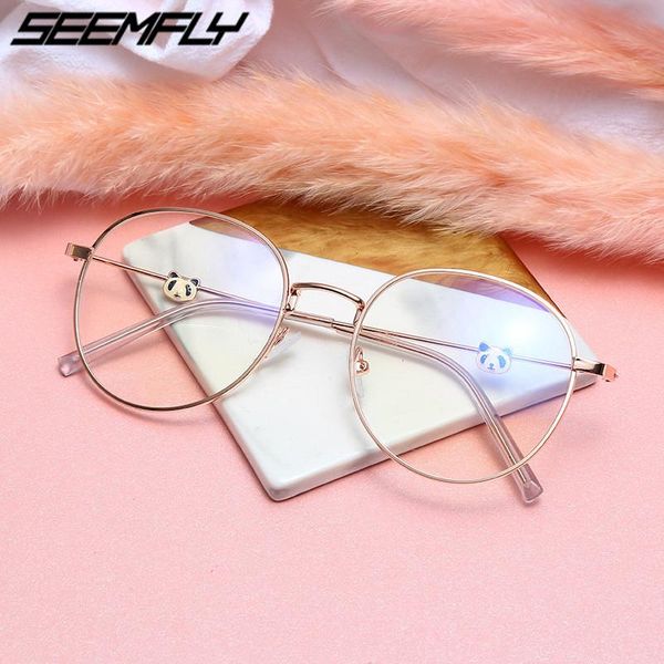 

fashion sunglasses frames seemfly cute panda finishded myopia glasses student anti blue light blocking eyeglasses frame women men shortsight, Black