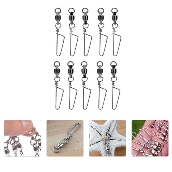 

10pcs fishing snap swivels saltwater bearing hooks