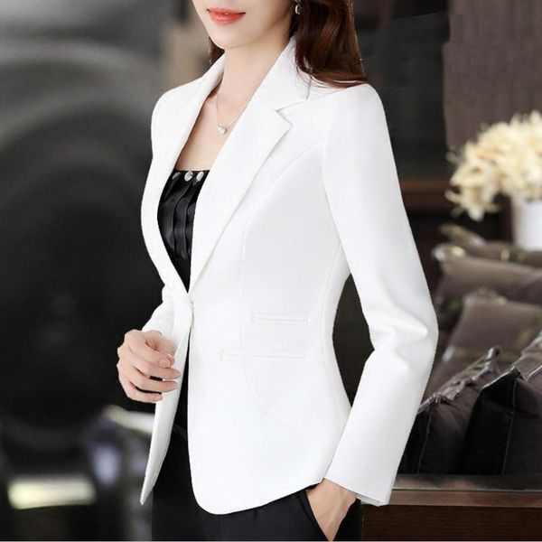 

women's suits & blazers spring women slim blazer coat 2021 plus size formal long sleeve one button suit lady work wear, White;black