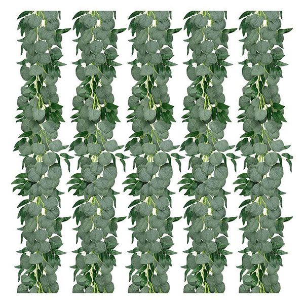 

decorative flowers & wreaths 5 pack artificial eucalyptus garland with willow leaves greenery vines for wedding home party garden decoration