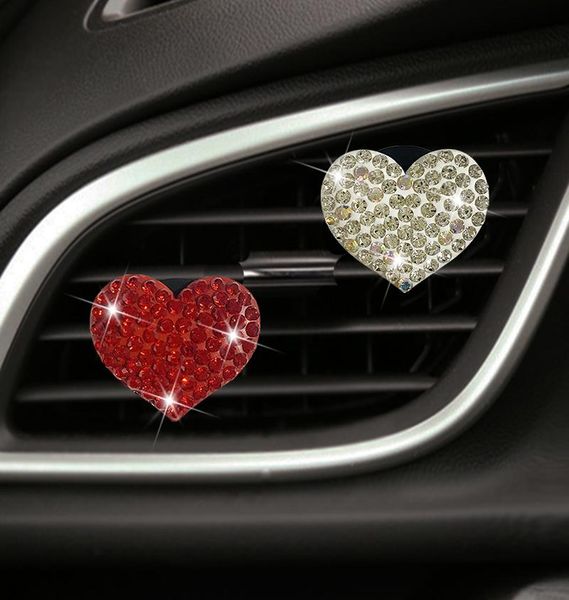 

car air freshener diamond inlaid love decoration clip colorful crystal perfume