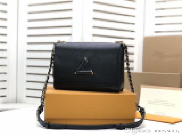 

designers handbags purses louis bags vitton handbag leather gm mm twist 2way shoulder bag chain wallet all black size: 23x 18 x 8cm