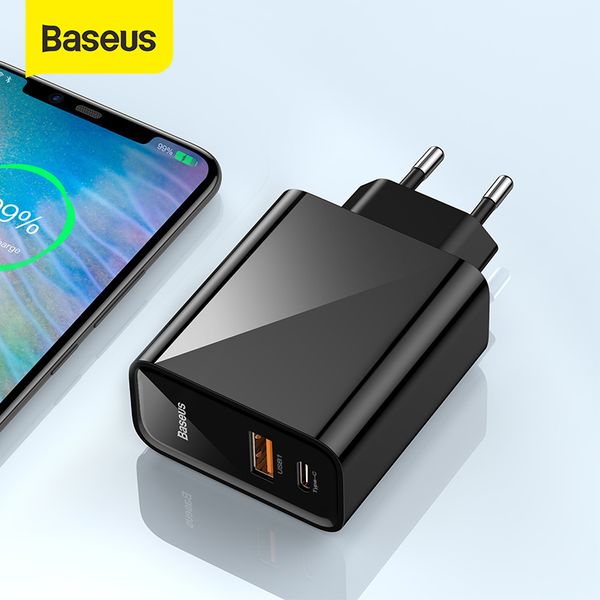 

baseus dual usb fast charger 30w port quick charge 4.0 3.0 phone charger portable usb c pd charger qc 4.0 3.0 forxiaomi
