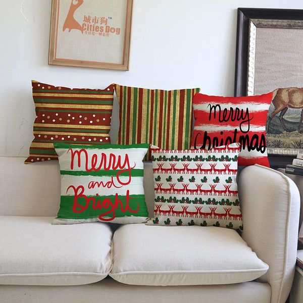 

cushion/decorative pillow merry christmas color style letters geometric pattern throw linen case home sofa room holiday decorative cushion c