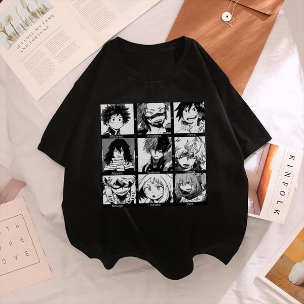 

my hero academia anime men t shirts print fun casual summer harajuku loose short sleeve cute and women shirt japan, White;black