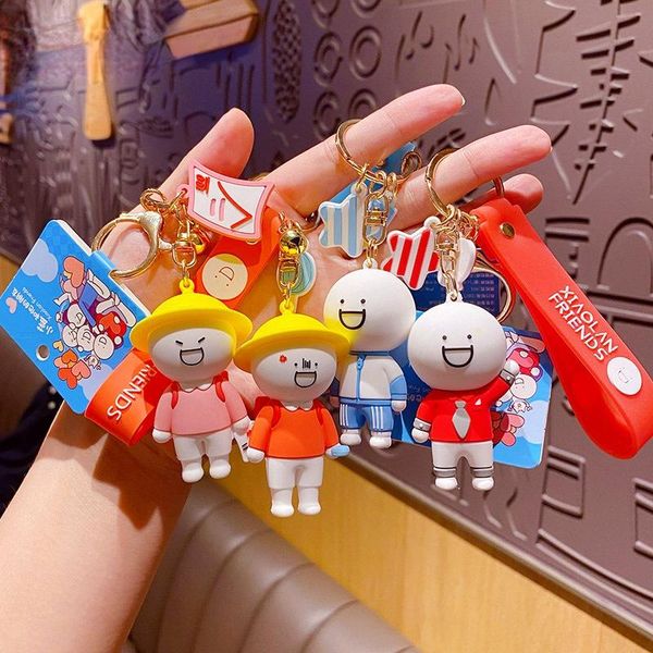 

keychains cute creative character student worker doll key chain couple kawaii car trendy friend gift bag pendant accessories, Silver