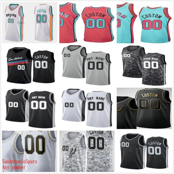 

2021 city 75th custom printed dejounte murray doug mcdermott derrick white 1 lonnie walker iv 15 joe wieskamp 30 thaddeus young 31 bates-dio, Black;red