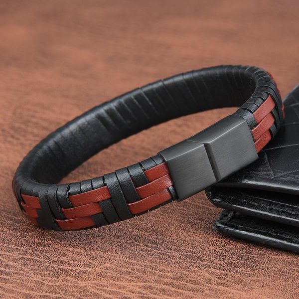

charm bracelets classic black coffee wild trend men's stainless steel 316 leather cord bracelet wholesale, Golden;silver