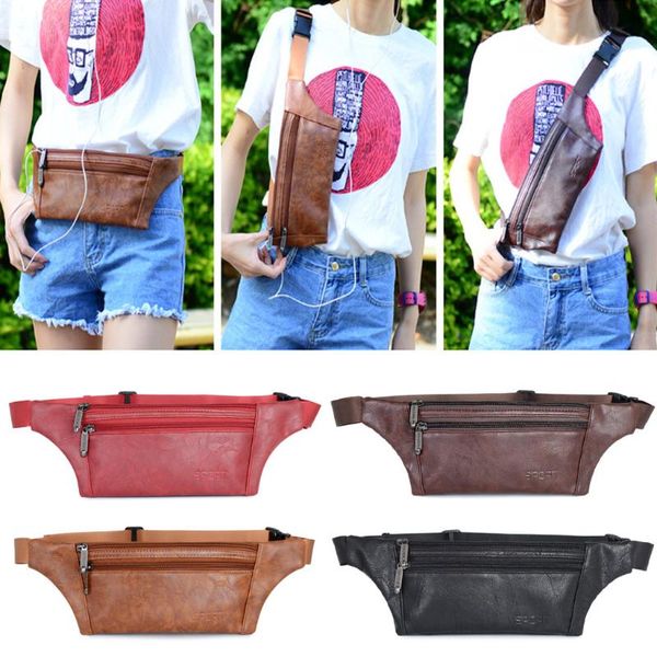 

waist bags colorful bag for men fanny packs fashion retro pure color leather crossbody chest travelling